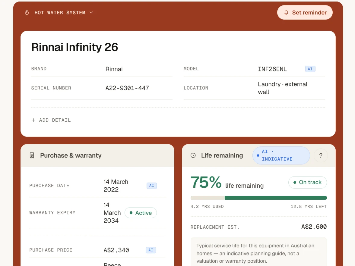 Domio app: lifespan and replacement-cost estimates for your appliances and systems